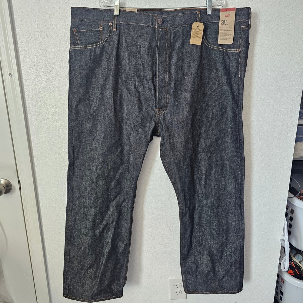 Levis 501 Original Shrink To Fit Jeans Mens 48x30 Indigo Rigid Raw Denim New